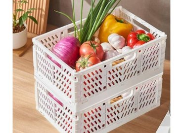 Set of 2 White Foldable Storage Bins