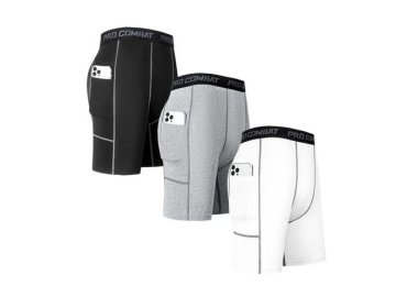 Set of 3 Men’s Compression Shorts with Pockets