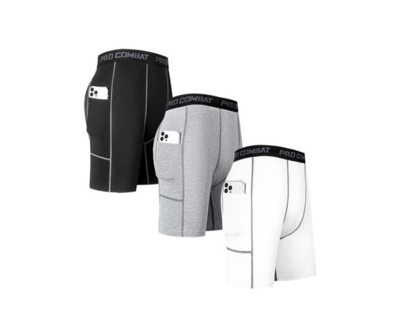 Set of 3 Men’s Compression Shorts with Pockets