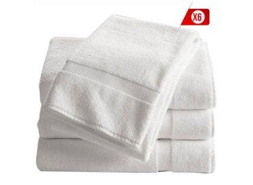 Set of 6 White Cotton Face Towels – 33cm x 33cm