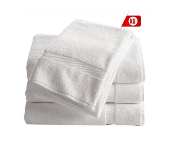 Set of 6 White Cotton Face Towels – 33cm x 33cm