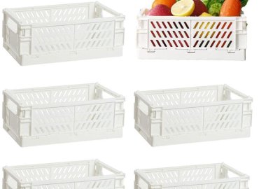 Set of 6 White Foldable Storage Bins