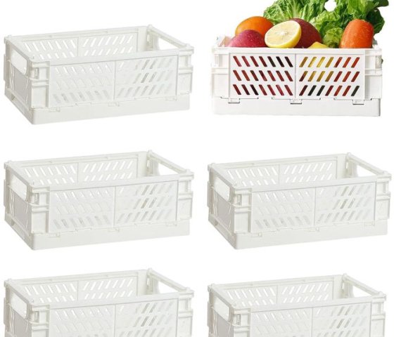 Set of 6 White Foldable Storage Bins