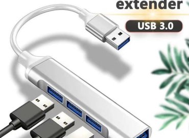 Silver 4-Port USB Hub Splitter