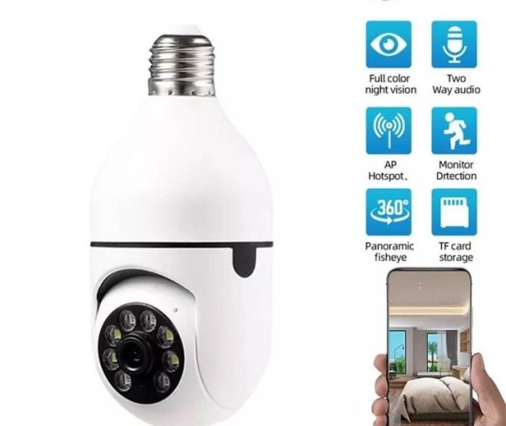 Smart PTZ Wi-Fi CCTV Bulb Camera – White
