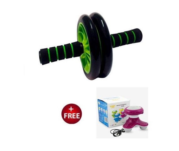 Smooth AB Wheel in Black with Handheld Electric Massager