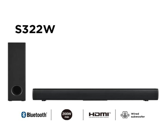 TCL 2.1 Channel Home Theater Soundbar with Wired Subwoofer Model S332W/S322W