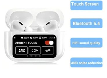 TiLECC A9 Pro Wireless Bluetooth Earbuds with LED Touchscreen and Noise-Cancelling Features