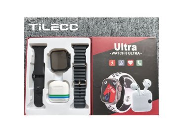 TiLECC Ultra 8 Smartwatch with Dual Band 2-in-1 Bluetooth Headset