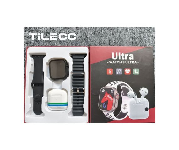 TiLECC Ultra 8 Smartwatch with Dual Band 2-in-1 Bluetooth Headset