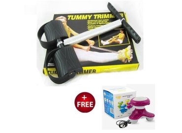 Tummy Trimmer with Complimentary Handheld Electric Massager – Black