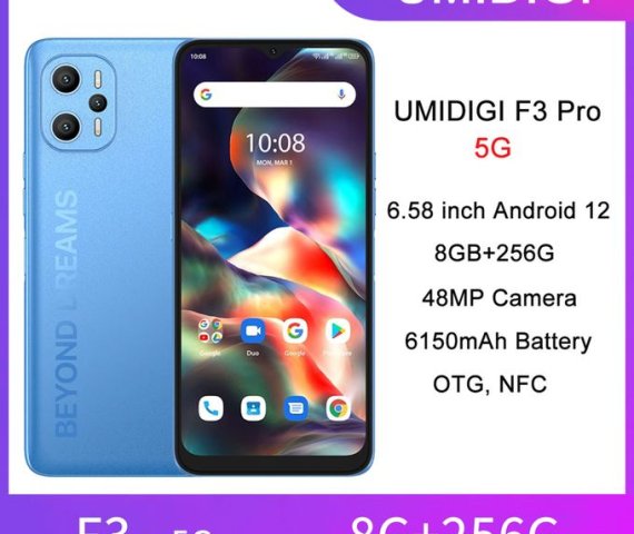 UMIDIGI F3 Pro Smartphone: 8GB RAM, 256GB Storage, 6.58-Inch Display, 48MP Camera, 6150mAh Battery, NFC