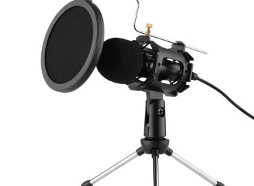 Video Microphone Kit (6.8-12.5CM) with Tripod, Shock Mount, Pop Filter, Windshield, Adapter Cable, 3.5mm Plug (L4.13 x H1.38 inches) – Model TVX6507