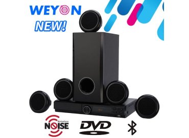 WEYON 5.1 Channel Bluetooth Home Theater Speaker – 300W – Black – 1 Year Warranty