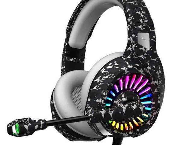 Wired Gaming Headset with LED Lights for PS4, PC, and PS5